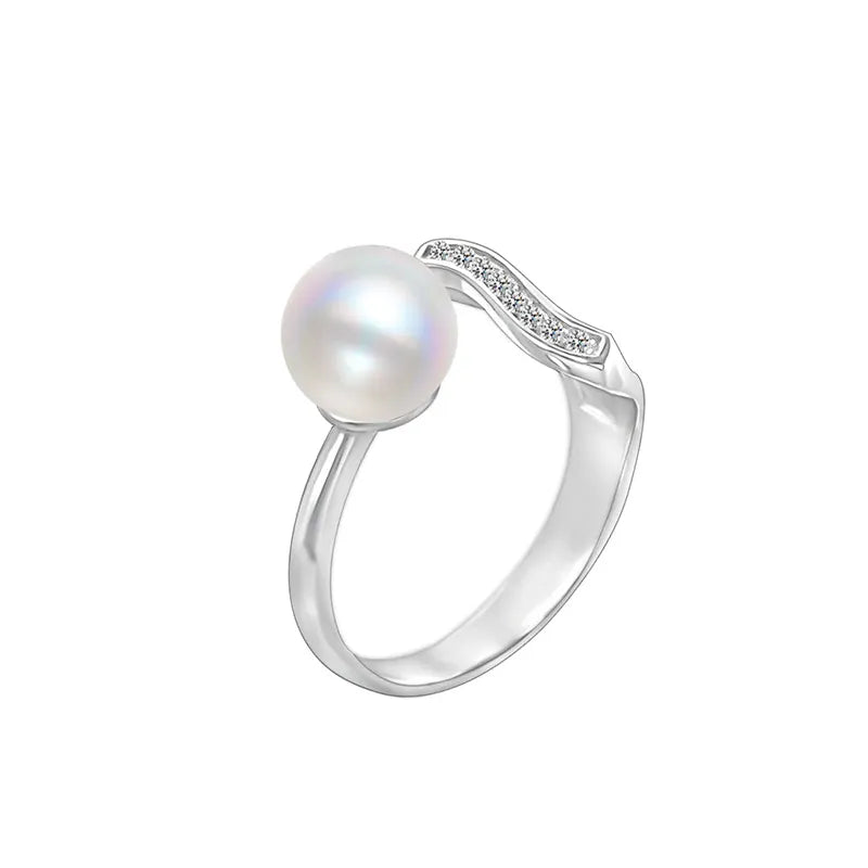 Arielle - Eleganter Sterling Silber Ring mit Süßwasserperle und Zirkon