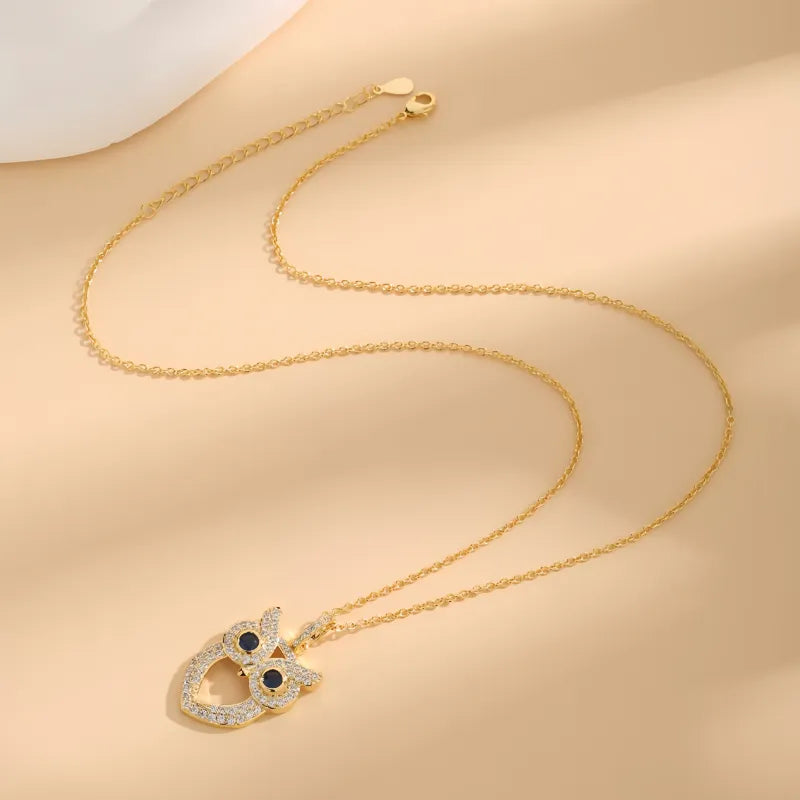 Athena - Elegante Eule Halskette 18K Vergoldung und Zirkon